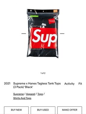 3x Supreme X Hanes Black Tanks  Size X-LARGE